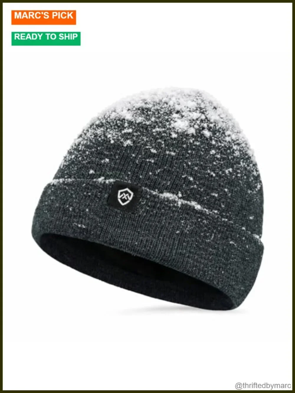 Waterproof Thermal Fleece-Lined Beanie Hat, Windproof Membrane